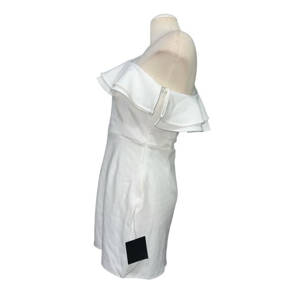 Lulus Enticing Behavior White Ruffled One-Shoulder Mini Dress Sz Large White - Picture 6 of 13